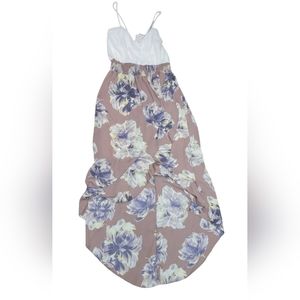 New Made Brand High Low Empire Waist Floral Strap Dress Size Large